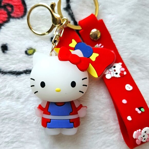 New Hello Kitty Keychain/Bag Charm in Blue/Red/Pink Two-Piece Outfit - Picture 1 of 5
